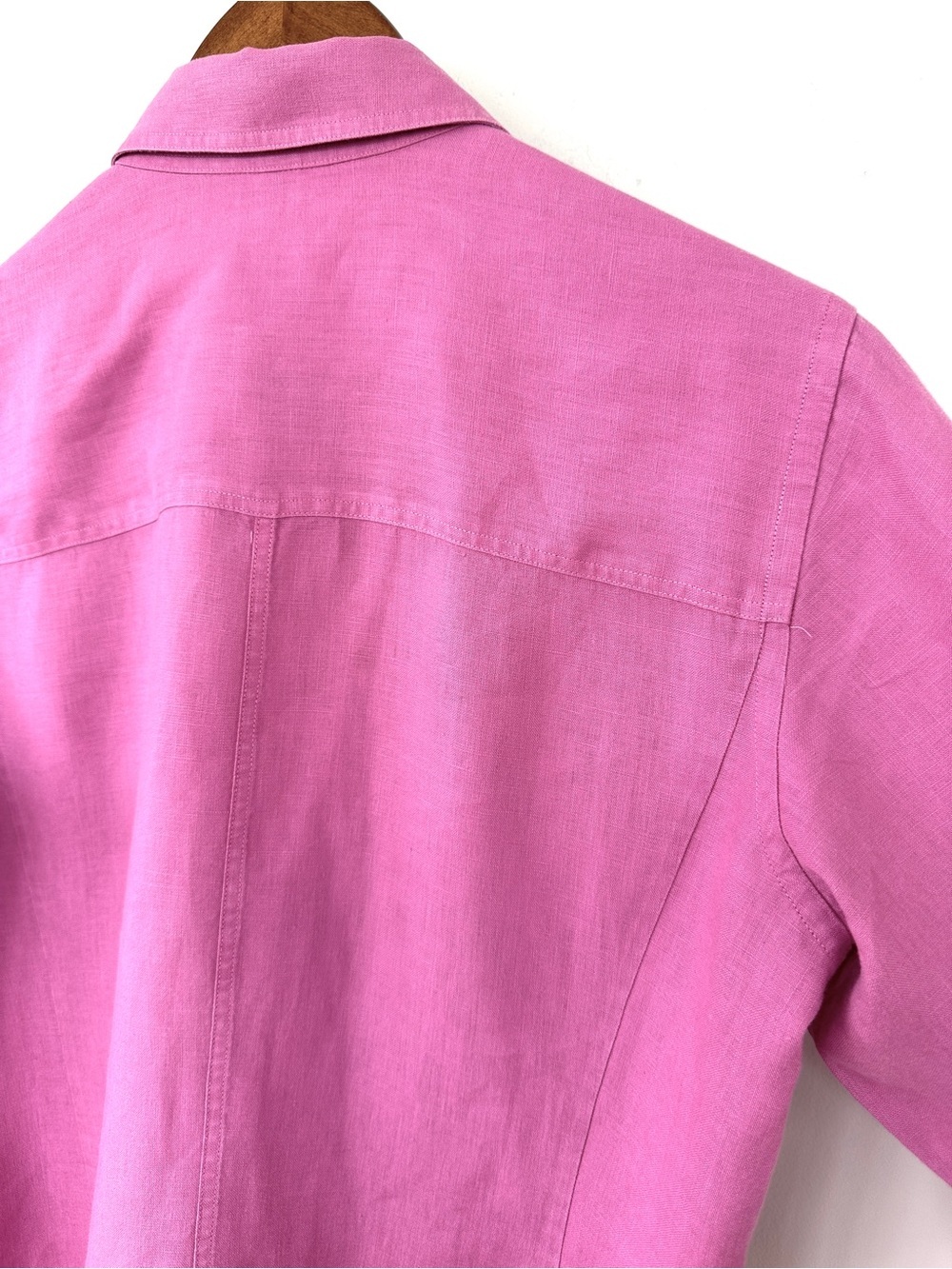 Lauren Ralph Lauren Pink Utility Button-Up Shirt, Roll Tab Sleeves, π― Linen - Picture 8 of 13